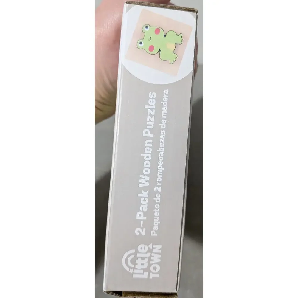 Little Town Frog & Snail Wooden Puzzles New in Box 18 month+ baby learning toy